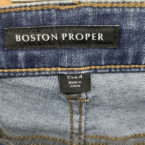 Boston Proper Jeans Women 4 Blue Medium Wash Flare High Rise Denim Stretch - Picture 2 of 15